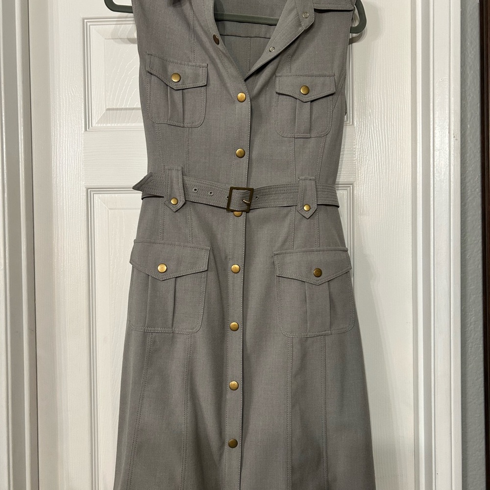 Stylish Olive Sleeveless Belted Dress